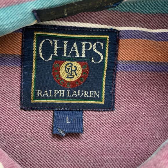 Vtg Chaps CRL Shirt Sz Large Mens Ralph Lauren Striped Button Down Multicolored - Picture 3 of 8